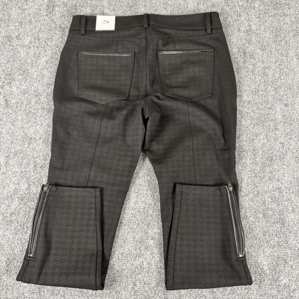 WHBM Skinny Ankle Pants Womens 2S Black Houndstooth Ponte Zip Hem Stretch NWT - Picture 7 of 10